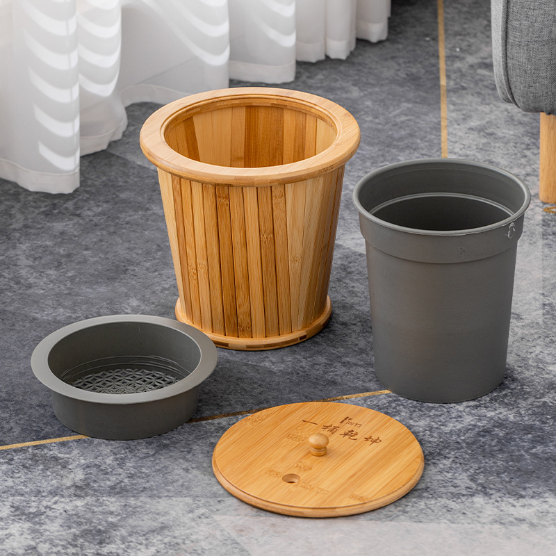 Thùng trà gỗ đặc Thùng trà tre Thùng lọc rác trà Thùng thoát phụ kiện trà đạo Kung Fu Thùng nước thải gia dụng