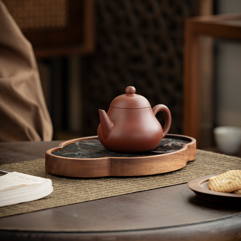Khay trà gỗ óc chó khay pha khô cổ điển kiểu Trung Quốc khay đựng trà nhỏ gia dụng bộ trà Kung Fu mẫu mới 2024