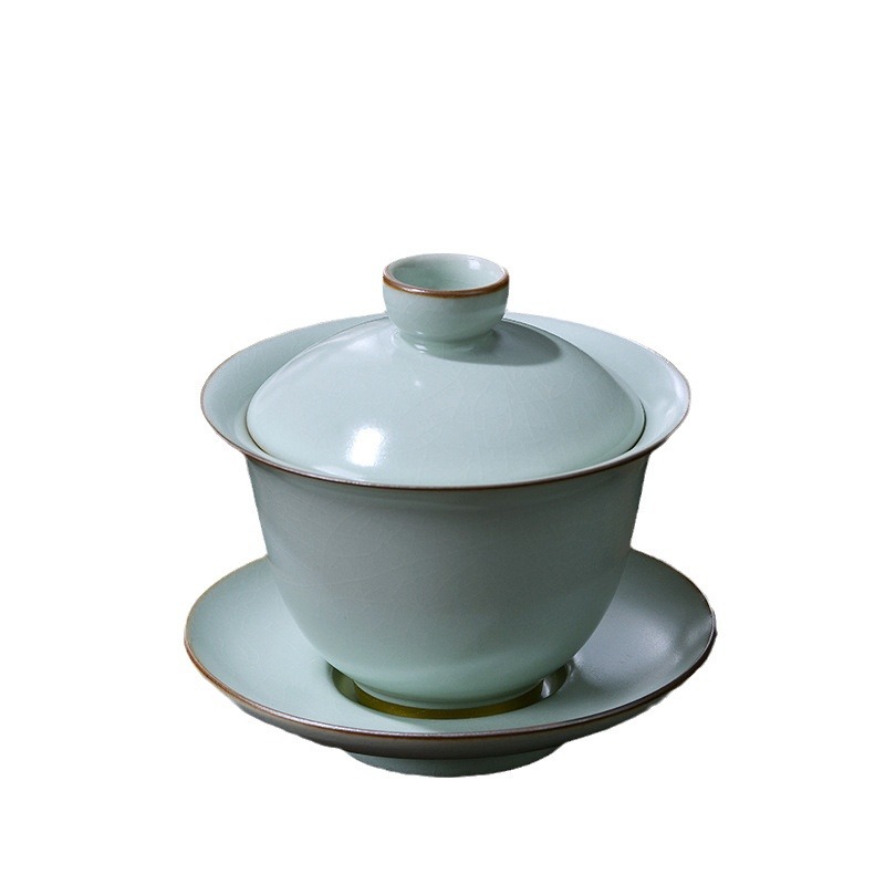 Bộ ấm trà Kung Fu Jingdezhen Ru Kiln mở rộng cao cấp Trung Quốc gốm sứ gia dụng văn phòng nắp bát bao bì hộp quà