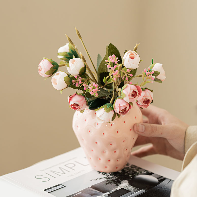 Gốm sứ dâu tây bình hoa sáng tạo thủy canh chậu hoa phòng khách nhà tủ tivi văn phòng trang trí đồ trang trí cắm hoa