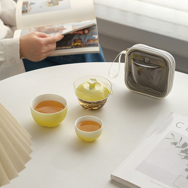 Bộ dụng cụ pha trà du lịch, cốc khách nhanh, một ấm hai cốc, cốc trà, dụng cụ pha trà Kung Fu đơn giản cầm tay, dụng cụ pha trà ngoài trời