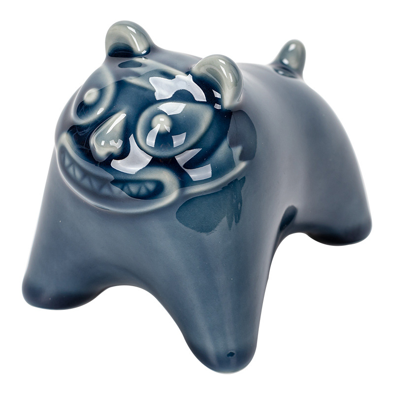 Đồ trang trí hổ thú cưng dễ thương Đồ thủ công bằng gốm sứ tráng men màu xanh