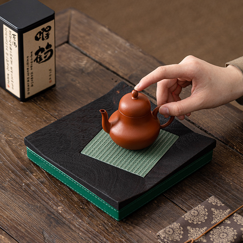 Bàn trà gỗ nhỏ bằng gỗ sáp trắng nướng than cổ điển kiểu mới Khay trà pha khô khay thủ công khay pha khô bằng gỗ