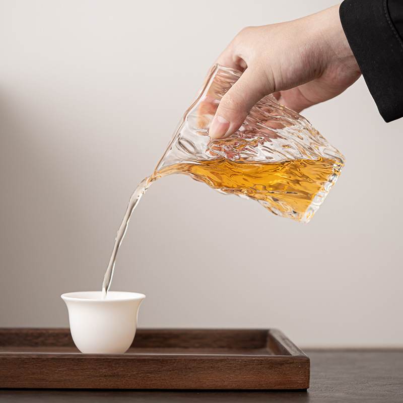 Cốc công bằng thủy tinh vân óc chó kiểu Nhật, cốc công bằng vân búa trong suốt chịu nhiệt dày, phụ kiện Bộ trà Kung Fu Biển Trà