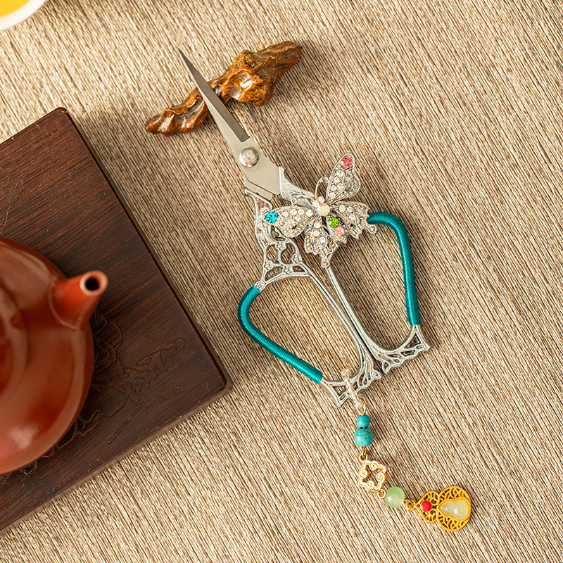 Mặt dây chuyền Guiya mới, tay cầm bướm, kéo trà, kéo đặc biệt cho túi trà, phụ kiện trà đạo, kéo cổ điển nghệ thuật trà