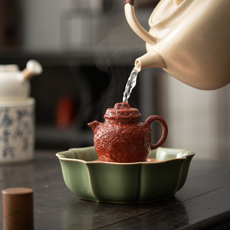 Ấm cánh hoa đồng thau cổ điển men ngọc, khay đựng trà gốm, khay đựng trà khô, khay đựng trà nhỏ, khay đựng trà, khay đựng trà