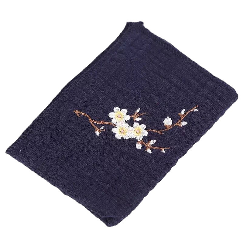 Khăn lau trà kiểu Trung Hoa chất liệu cotton và lanh, dày dặn, thấm hút, thêu tay, làm phụ kiện lót ly trà