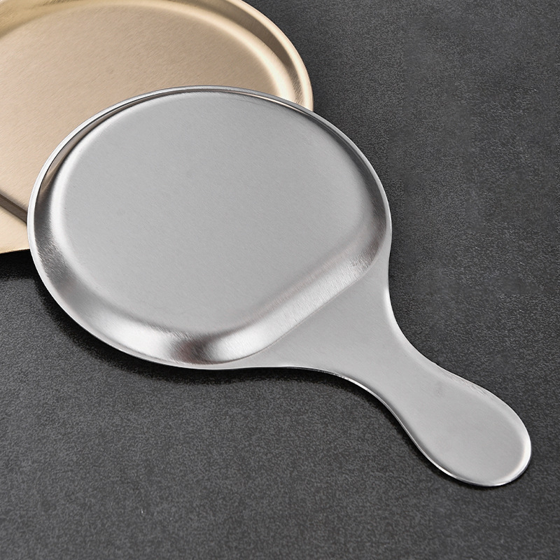 Đĩa tròn inox 304 có tay cầm đựng bít tết - khoai tây chiên - thức ăn nhanh, decor cho nhà hàng PBCP33T