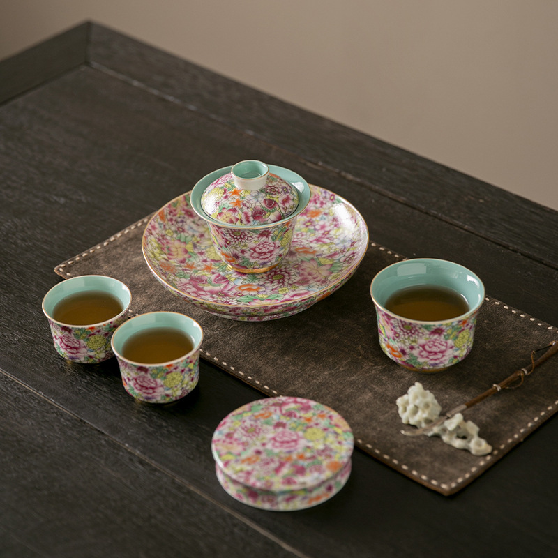 Bộ ấm trà tráng men, cốc trà gốm sứ cao cấp sang trọng nhẹ gia dụng, cốc chủ nhân, cốc đơn, bát có nắp, ấm pha trà, quà lưu niệm