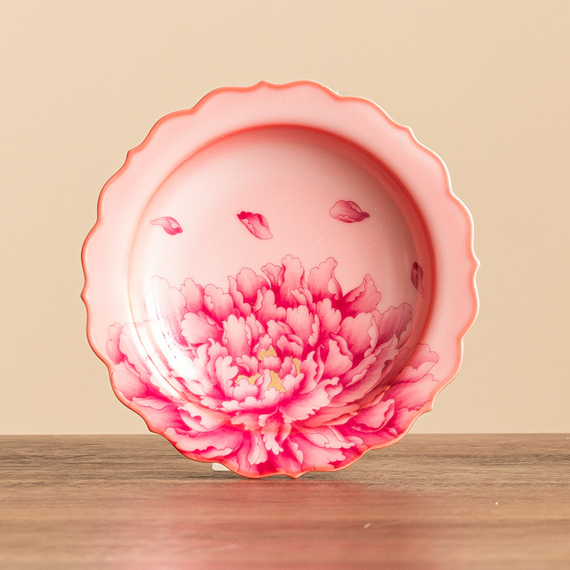 Bình phong cách Trung Quốc màu đỏ quốc gia, hoa mẫu đơn, đế lót ly, đế cách nhiệt, khay trà, khay trà, khay trà, khay trà, khay trái cây khô