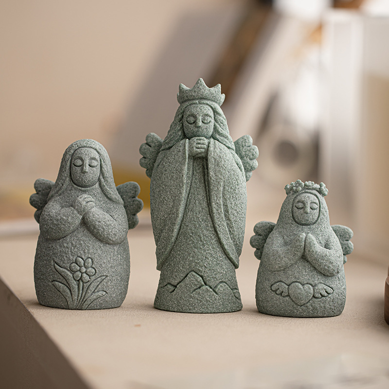 Đồ trang trí thú cưng trà nhà sáng tạo nữ thần Hailiya cát xanh, bàn trà phòng khách, đồ thủ công trang trí chơi trà nhỏ