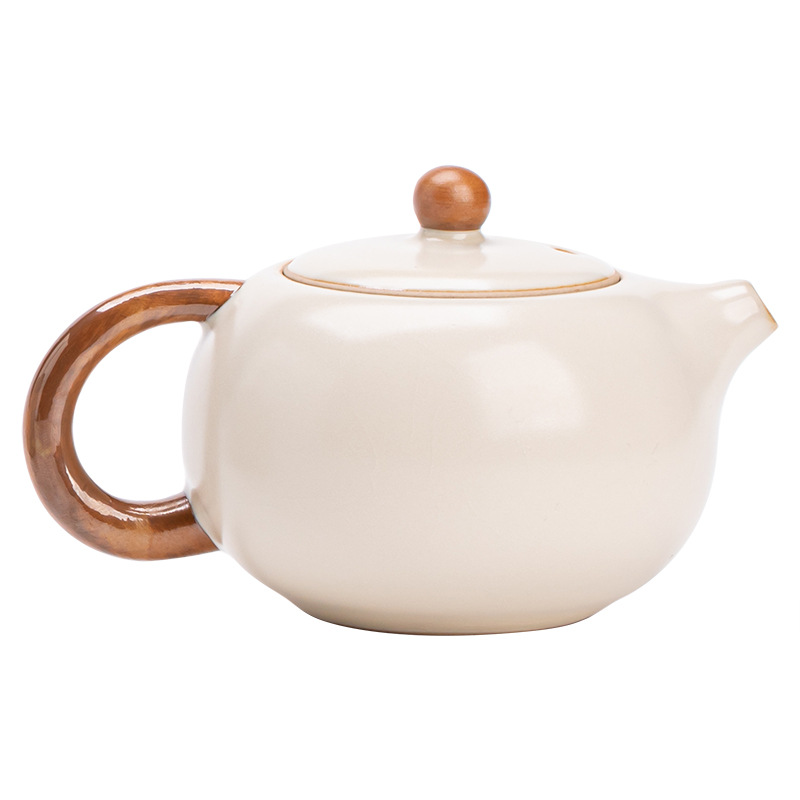 Ấm XiShi Lò Ru màu be ấm dụng cụ pha trà Kung Fu gia dụng ấm đơn dụng cụ pha trà uống trà văn phòng mở miếng có thể nâng ấm pha trà