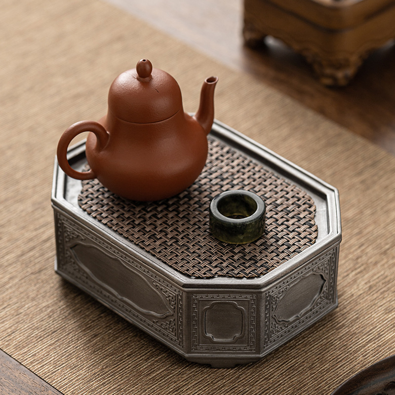 Chậu thiếc cổ, bàn pha khô, Bộ trà Kung Fu kiểu Nhật cổ điển, khay trà, khay đựng nước, khay đựng trà, Khay đựng ấm