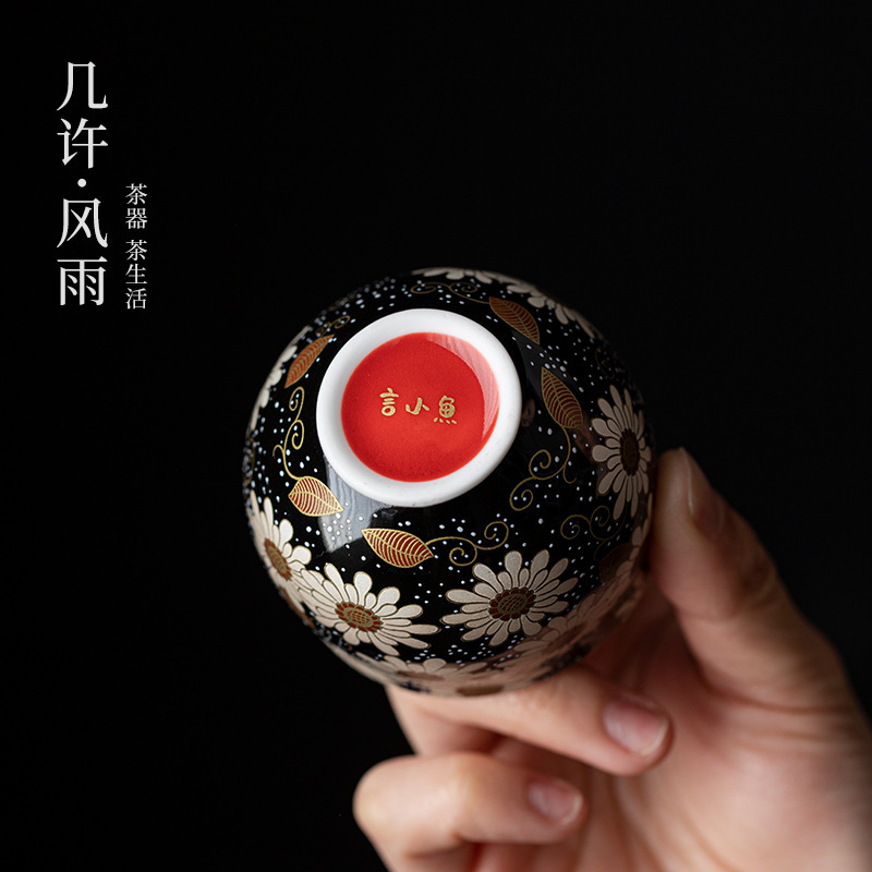 Tách trà hoa cúc nhỏ bằng vàng và bạc sai bộ trà kungfu cốc chủ nhân tách trà cá nhân cốc trà nhỏ nữ quà lưu niệm