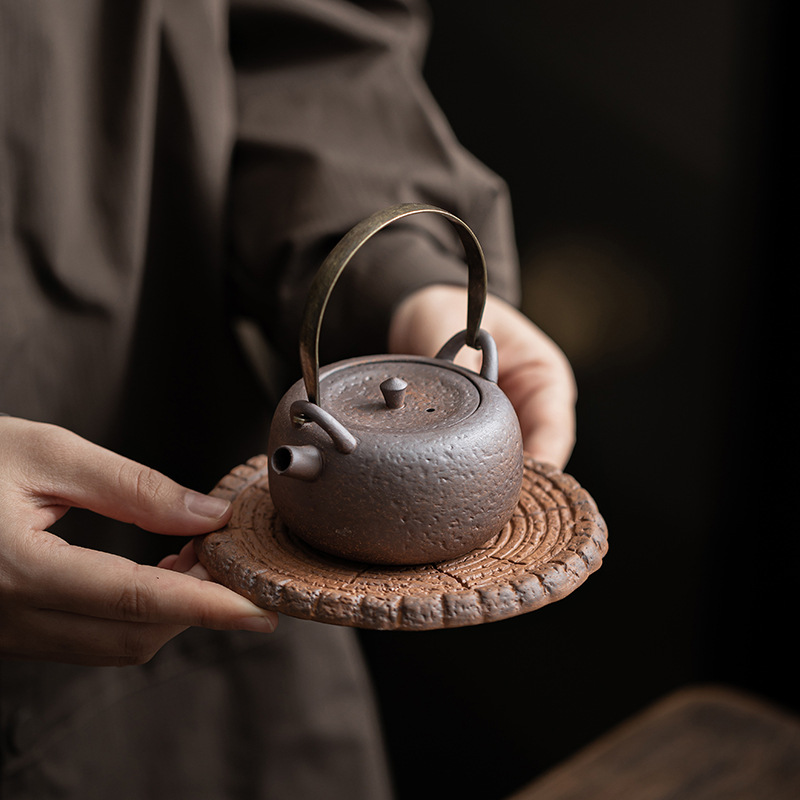 Ấm đất sét đá cũ, khay xốp khô, ấm phong cách Trung Quốc cổ điển, khay đựng cốc, bàn trà nhỏ, đệm ấm trà gốm sứ, phụ kiện bộ trà Kung Fu