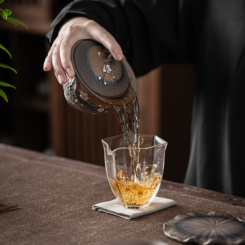 Bát có nắp hoa mận tráng men mạ vàng kiểu Nhật, bát có nắp làm bằng gốm thô thủ công cổ xưa, bát pha trà, cốc trà cỡ lớn