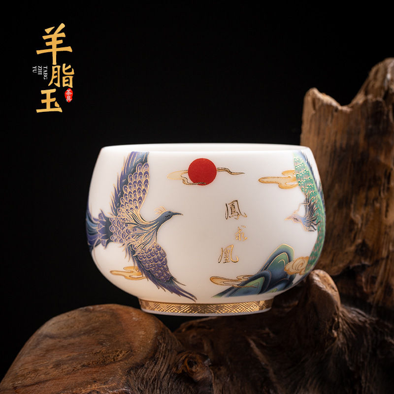 Cốc chủ nhân sứ ngọc bích mỡ cừu, cốc quà tặng sứ trắng Dehua, cốc trà, cốc cá nhân, Bộ trà Kung Fu, cốc trà, cốc đơn