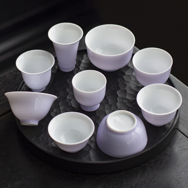 Cốc trà chủ nhân gốm sứ lốp mỏng hoa oải hương cốc bộ trà ngọc bích cốc đơn cốc trà công phu cốc trà gia dụng