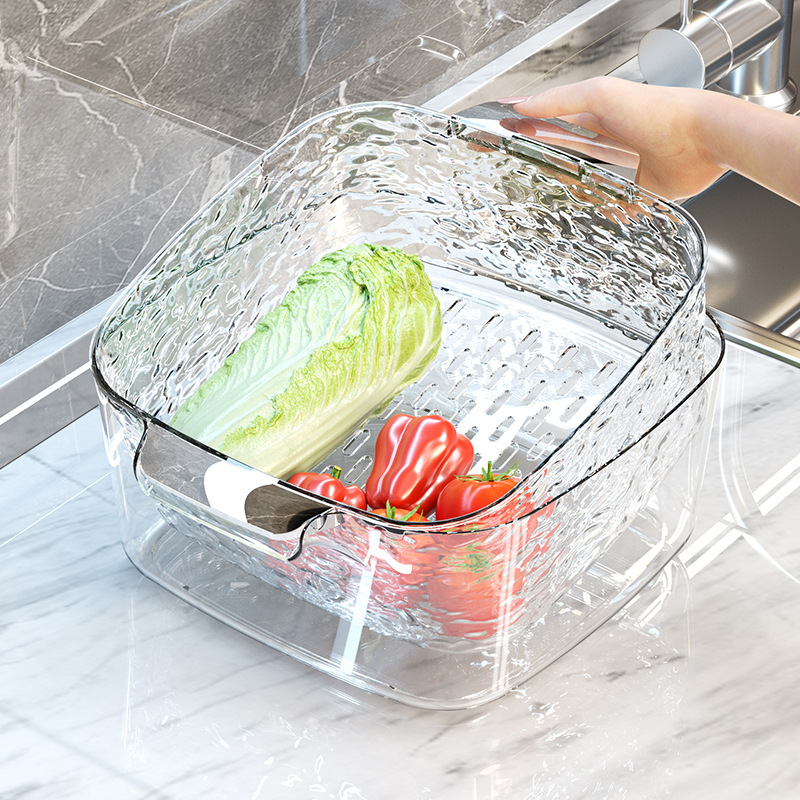 Giỏ đựng nước rửa bát hai tầng, khay đựng trái cây nhựa phòng khách gia dụng MẪu mới, giỏ đựng rau Lọc Nước Nhà Bếp, giỏ đựng rau rửa bát