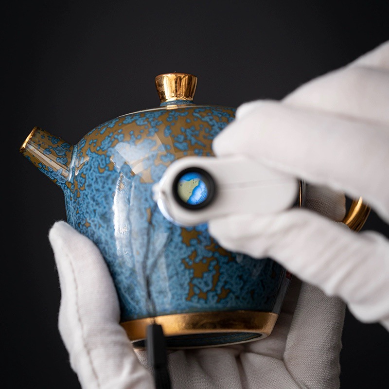 Bộ đồ pha trà Kung Fu tráng men lò sứ Zhang Jinxi Jun Bộ tách trà gốm cao cấp sang trọng văn phòng gia đình cao cấp quà tặng