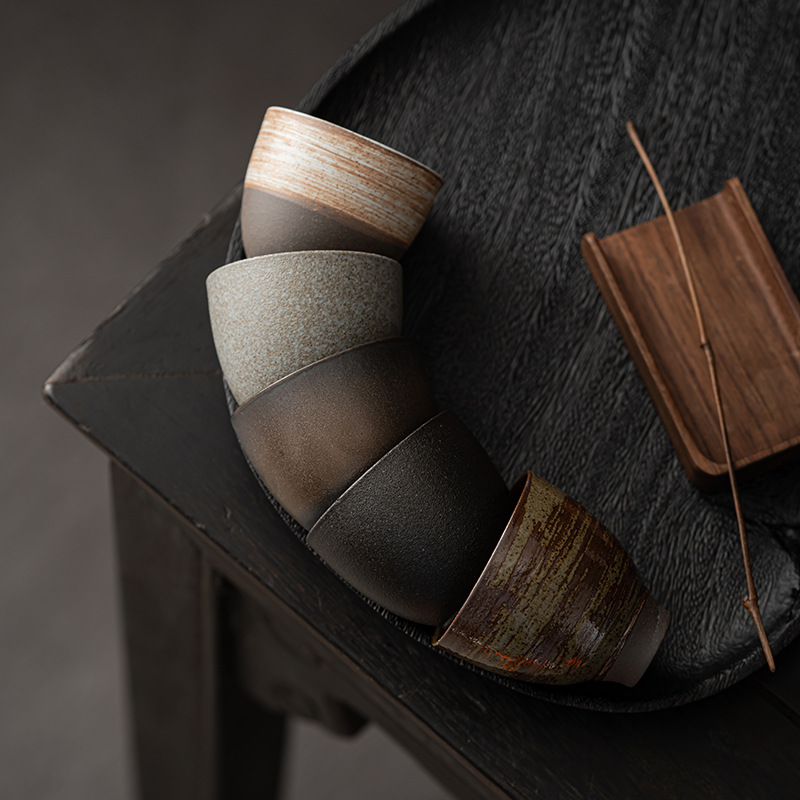 Cốc sớm yên tĩnh phong cách cổ cốc trà gốm thô cổ điển thủ công kiểu Nhật cốc trà gốm sứ Kung Fu thơm cốc nhỏ đơn