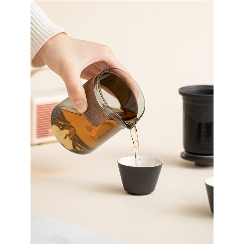 Bộ trà du lịch di động bằng thủy tinh Ấm pha trà ngoài trời cho một người uống nhanh Bộ cốc văn phòng đơn giản