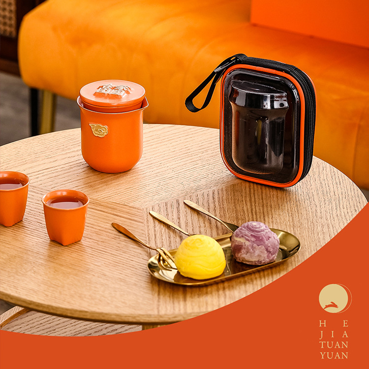 Gốm sứ công suất lớn pha trà chịu nhiệt cắm trại Tết Trung thu quà lưu niệm doanh nhân bộ trà sáng tạo bộ trà du lịch đoàn tụ gia đình