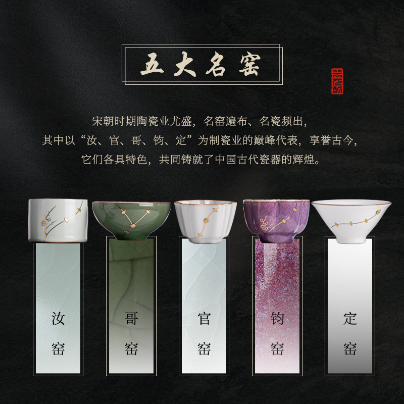 Năm bộ tách trà và bộ ấm trà nổi tiếng có đinh tán, hộp quà tặng cốc gốm sứ, quà lưu niệm thiết thực dành cho người lớn tuổi