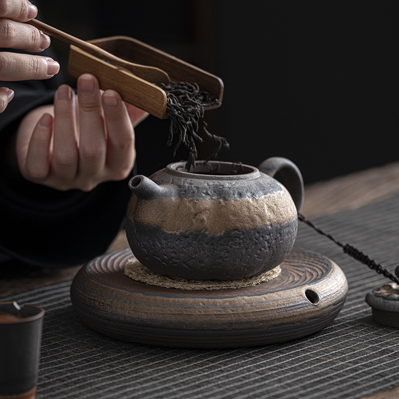 Nhà sản xuất bán buôn Ấm pha trà mạ vàng cổ điển dụng cụ pha trà gốm thô thủ công gia dụng dụng dụng cụ pha trà Kung Fu bình sứ đơn