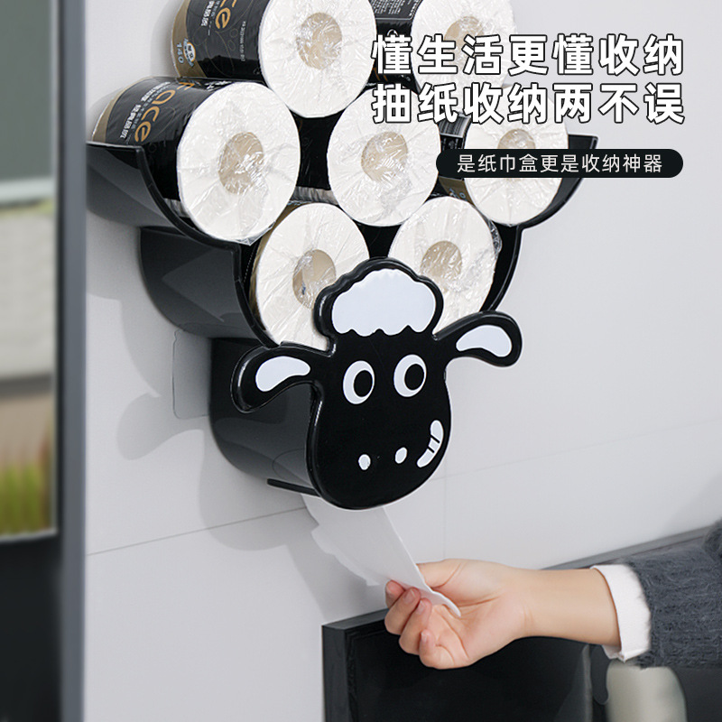 Giá đỡ khăn giấy cừu sáng tạo phòng khách phòng tắm phòng tắm treo tường hộp đựng giấy vệ sinh không đục lỗ giá đỡ giấy cuộn bán buôn