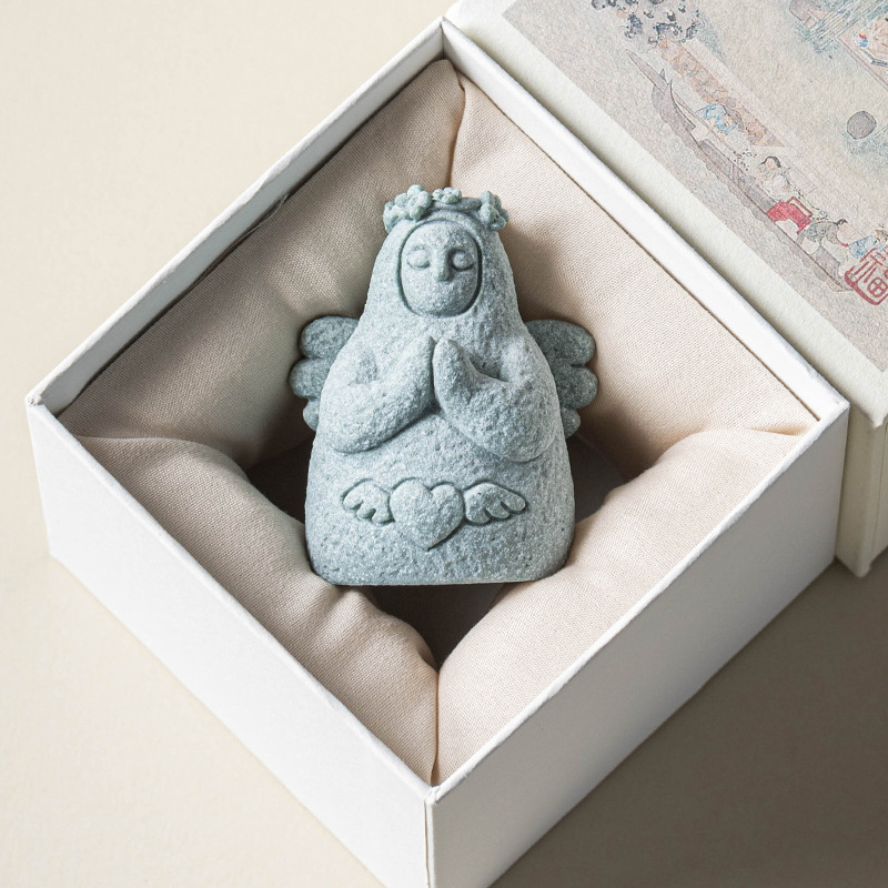 Đá sa thạch xanh sáng tạo đồ trang trí nhỏ vật nuôi trà nữ thần Hailiya đồ trang trí cảnh quan phong cách Trung Quốc trang trí phòng khách để bàn