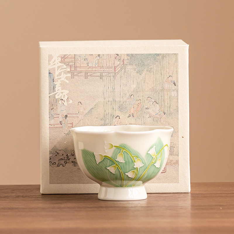 Cốc chủ sở hữu hoa huệ vẽ tay cốc trà chuyên dụng cá nhân cao cấp cốc uống trà gia dụng gốm sứ cốc trà cốc đơn cỡ lớn