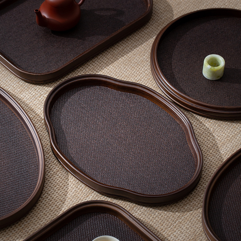 Khay màu bộ ấm trà khay trà khay nướng đĩa bánh mì trái cây khay bánh mì hình tròn hình chữ nhật tre trúc gỗ rắn để đồ