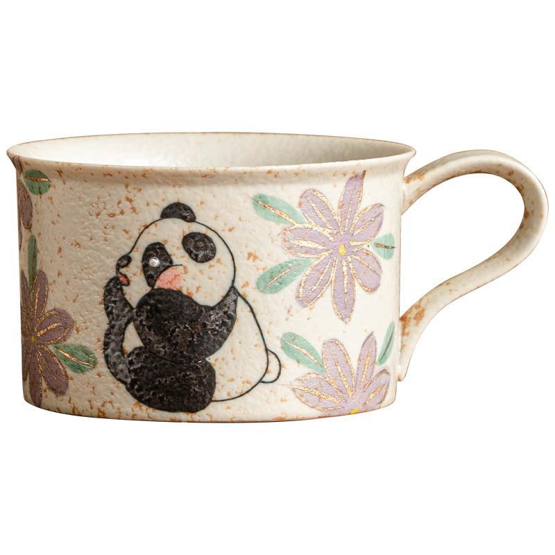 Màu xanh và trắng đá lửa cốc cà phê gốm sứ đỏ gấu trúc thưởng thức trà hoa cúc cốc uống nước giá trị cao cốc trà chiều tinh tế