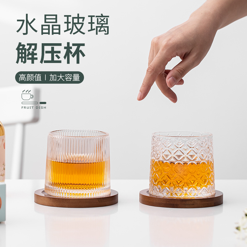 Cốc nước thủy tinh phong cách Nhật Bản, cốc văn phòng gia dụng pha lê trong suốt sáng tạo nổi tiếng trên mạng