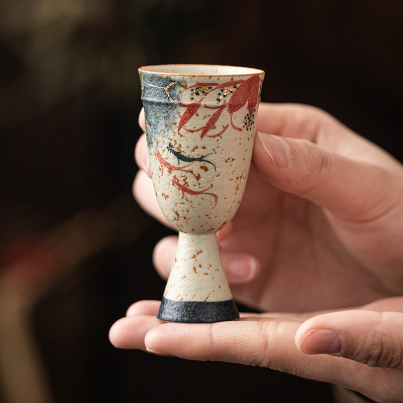 Cốc trà cao cấp màu đỏ đá lửa xanh trắng chạm khắc vàng hoa sen koi thơm cốc nhỏ cốc trà Kung Fu cốc trà gia dụng
