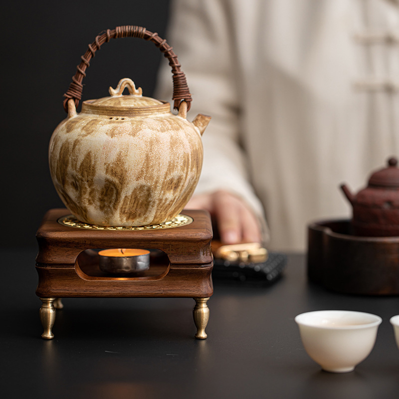 Bếp ấm trà gỗ óc chó kiểu Trung Quốc bếp trà nhỏ gia dụng nến gỗ rắn sưởi ấm bếp trà ấm bếp ấm trà nhỏ