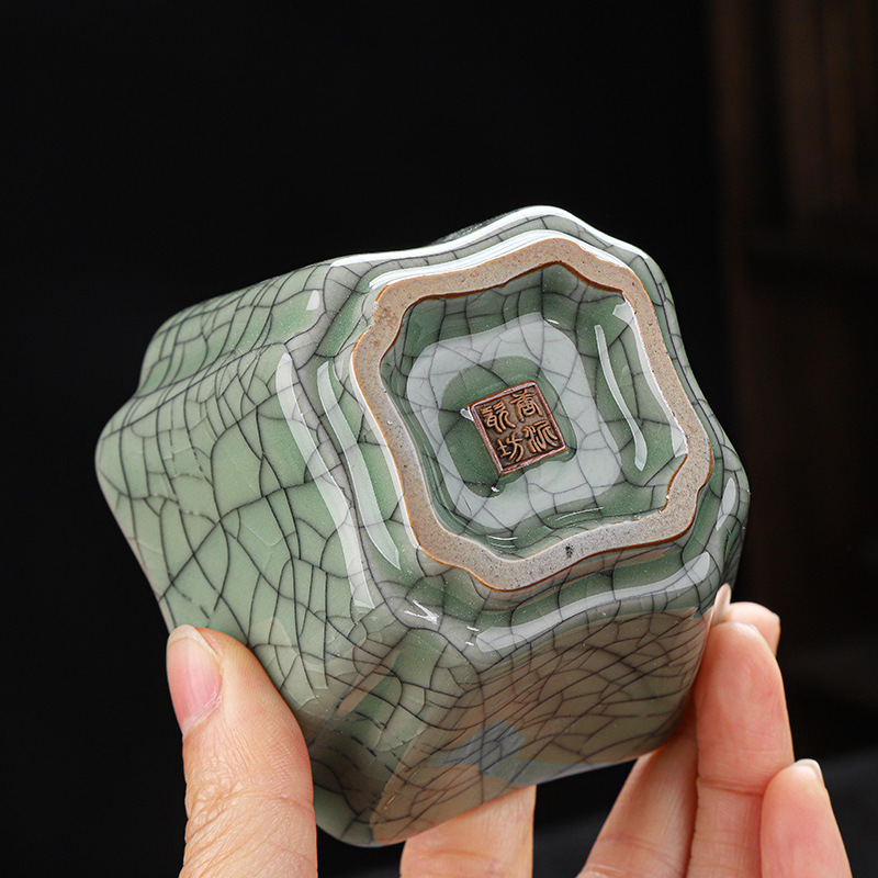 Ge Kiln Kung Fu Chén trà chính thức Lò nung lớn nứt băng có thể nâng cốc chủ nhân cá nhân bằng men ngọc mở cốc trà
