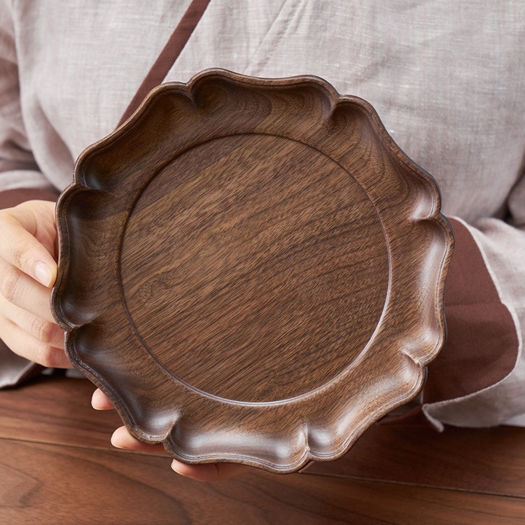 Khay trà nguyên gỗ óc chó đen Daantang khay đựng hoa quả khô gỗ nguyên khối đơn giản kiểu Trung Quốc khay đựng đồ dùng trong phòng khách gia dụng khay làm bằng gỗ