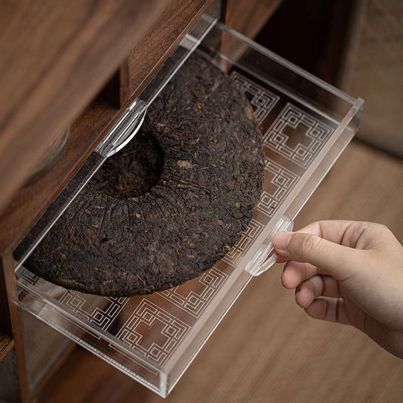 Phong cách Trung Quốc mới Bắc Mỹ Gỗ Óc Chó Mantingfang tủ đựng trà Bộ trà cốc trà Ngăn Kéo Chống bụi ngăn kéo kính