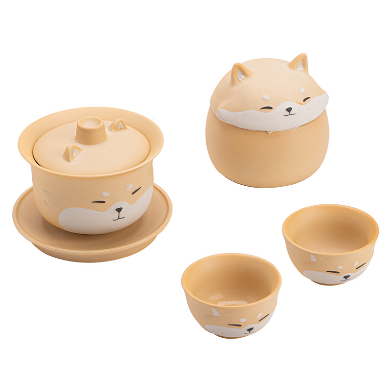 Bộ ấm trà Shiba Inu Bộ ấm trà gốm sứ dễ thương sáng tạo Bộ ấm trà Bộ ấm trà tặng bạn bè tặng khách hàng quà lưu niệm