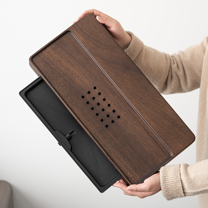 Khay trà Yên Nghi Gỗ Óc Chó lớn nhỏ phòng khách gia dụng thoát nước trữ nước Bộ trà Kungfu dùng kép bàn trà văn phòng