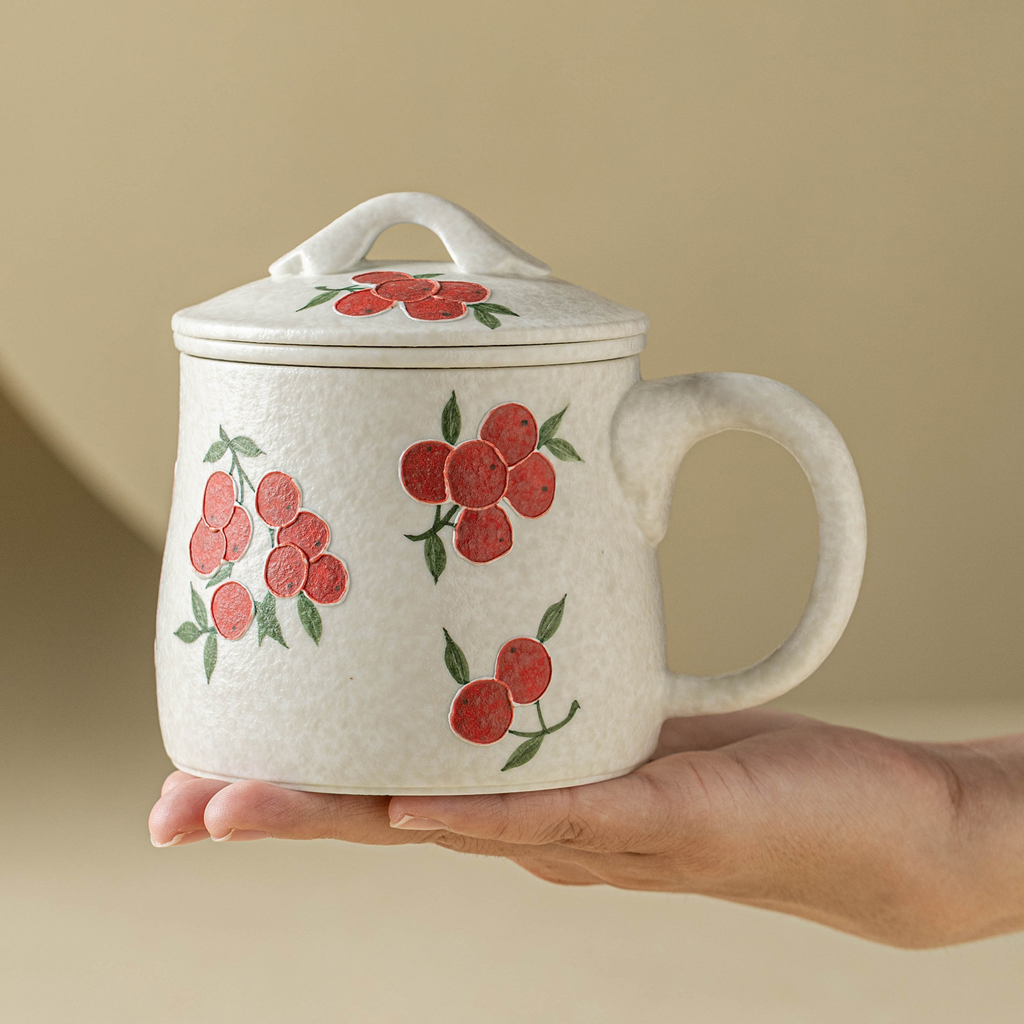 Tách trà trắng mỏ đá nhà máy tách trà văn phòng cá nhân tách trà tách trà có nắp cốc nước gốm sứ