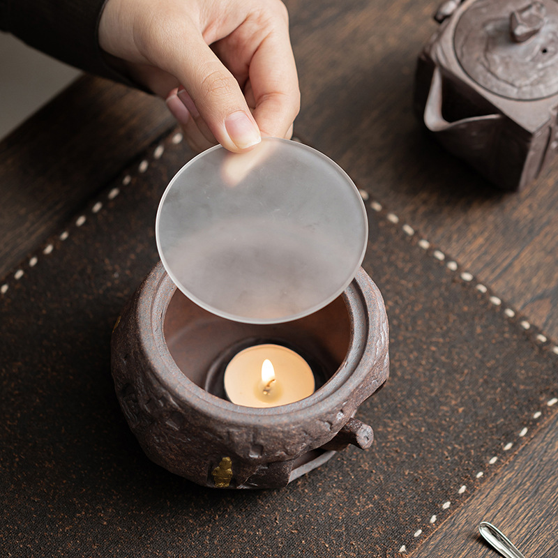 Old Rock Clay Zen Shadow Ấm trà Bếp gốm Pha trà Ấm trà Nến đế sưởi ấm Cách nhiệt Nước đun sôi Phụ kiện trà đạo
