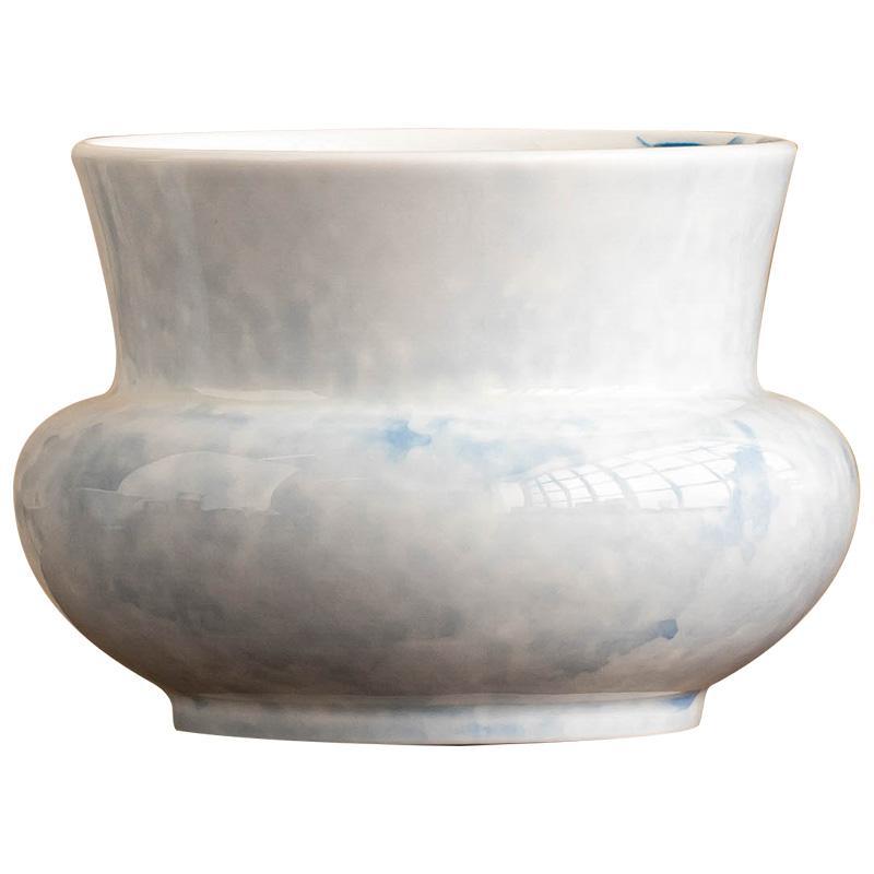 Gốm sứ vẽ tay xây dựng nước rắc hoa huệ xanh bể đựng bã trà gia dụng thùng nước thải thùng phụ tùng trà đạo Kung Fu bể nước thải