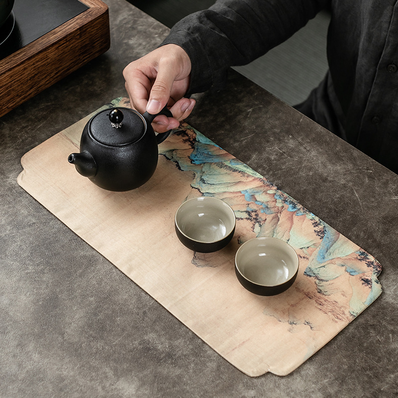 Thảm pha trà khô vải không thấm nước đệm bàn trà khăn bàn trà phụ kiện bàn trà khay trà Bộ trà Kung Fu Khăn trà vải trà Thiền kiểu dáng nhỏ