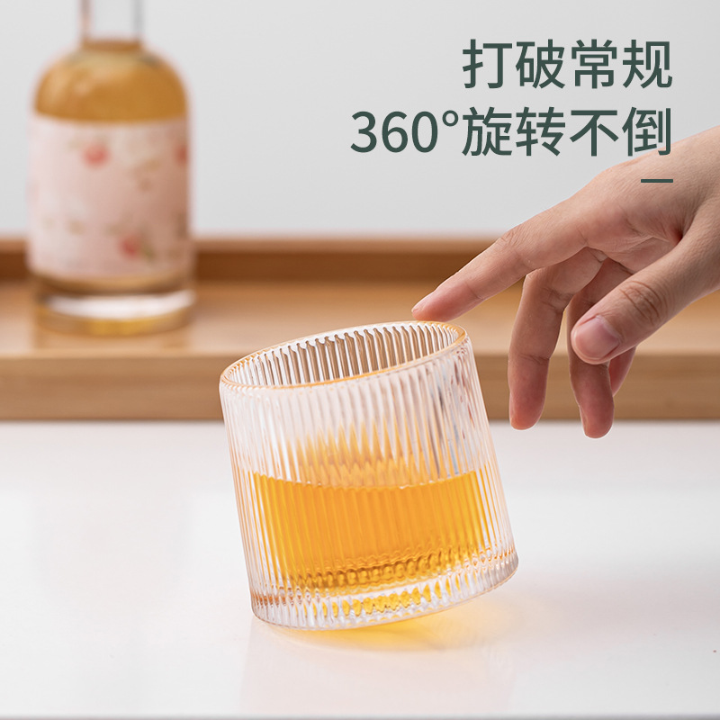 Cốc nước thủy tinh phong cách Nhật Bản, cốc văn phòng gia dụng pha lê trong suốt sáng tạo nổi tiếng trên mạng