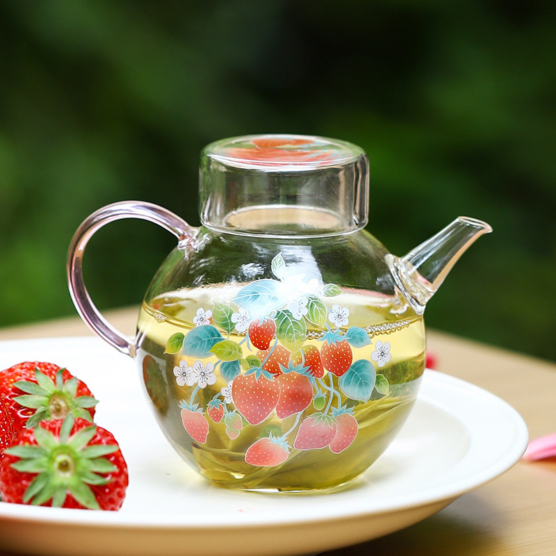 Ấm pha trà thủy tinh chiết lạnh ấm pha trà dày chịu nhiệt độ cao ấm đơn gia dụng có thể lọc tay cầm bên Lớn dụng cụ pha trà Kung Fu