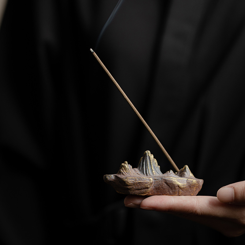 Lư hương đất đá cũ, lư hương gốm sứ kiểu Trung Quốc, lư hương, đồ trang trí trà đạo, phụ kiện trang trí để bàn