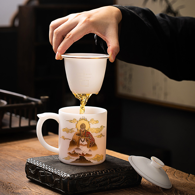 Cốc văn phòng bằng sứ ngọc bích Xianxian, cốc pha trà gốm sứ sang trọng cao cấp dành cho nam, cốc trà tách trà, quà tặng